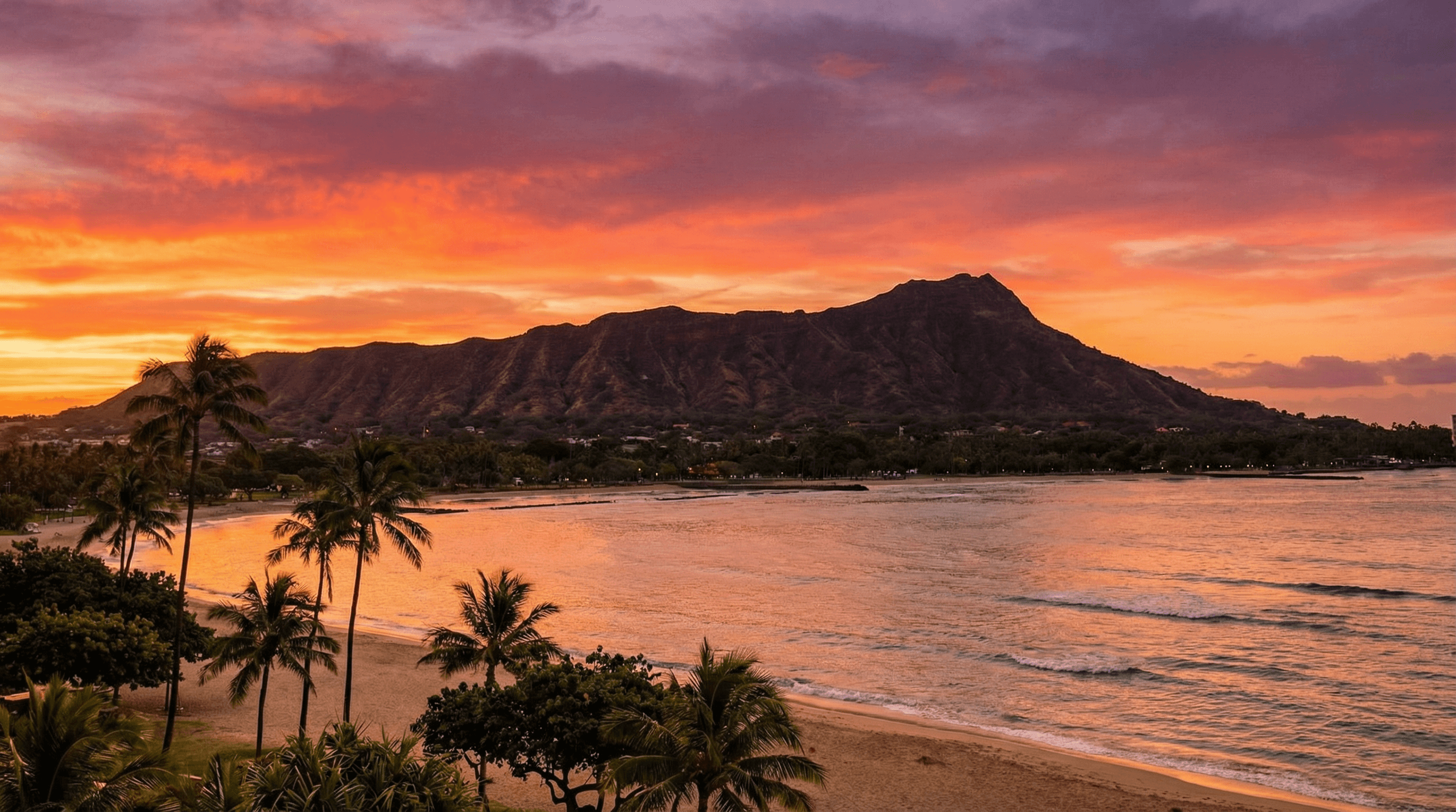 ダイヤモンドヘッドの夕焼け